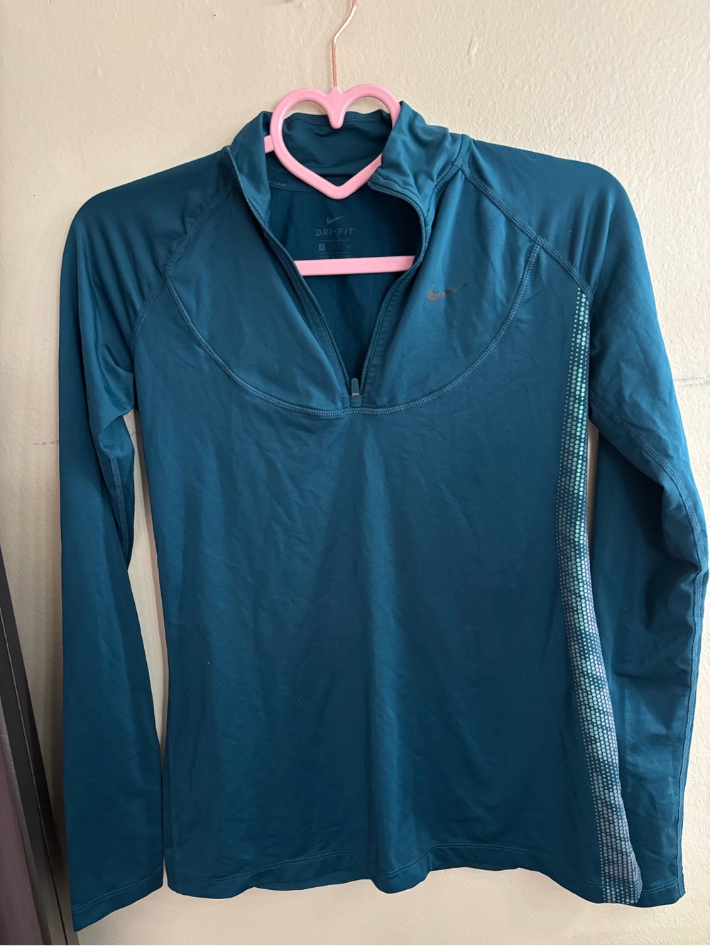 Nike Women's Teal Quarter-Zip Long Sleeve Performance Top
